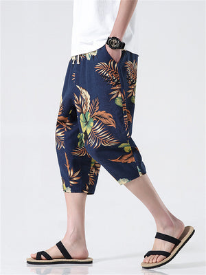 Men's Holiday Print Drawstring Summer Casual Shorts