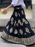 Ethnic Style Print Big Swing A-line Skirts for Lady