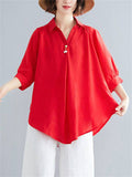 Holiday Cozy V Neck Half Sleeve Loose Shirt for Women