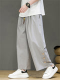 Men's Casual Cotton Linen Drawstring Summer Straight-Leg Pants