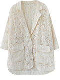 Women's Elegant Floral Lace Hollow Out Lapel Blazer