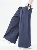 Men's Cotton Linen Loose Mid-waist Trousers