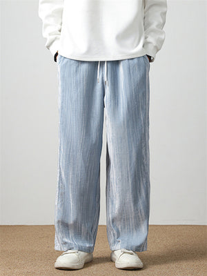 Men's Simple Vertical Lines Velvet Straight-Leg Pants