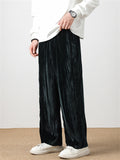 Men's Simple Vertical Lines Velvet Straight-Leg Pants