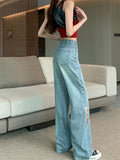 Female Stylish Chinese Style Embroidered Denim Trousers