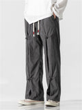 Vintage Decorative Knot Button Men Straight-Leg Pants