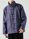 Retro Comfort Men's Button Zipper Stand Collar Jacket