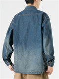 Men's Chinese Inspired Vintage Stand Collar Washed Denim Jacket