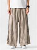 Men's Chinese Style Striped Wide Leg Linen Pants