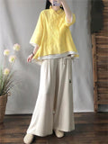 Diagonal Button Women's Spring Summer Improved Hanfu Shirt