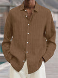 Men's Button Up Stripes Texture Oversized Cotton Linen Shirts