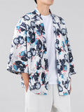 Summer Trendy Printed Oversized 3/4 Sleeve Cardigan Shirt for Men