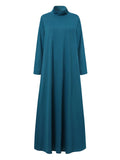 Women's Loose Fit Pure Color Gown Dress