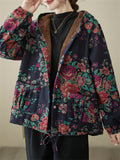 Women's Winter Warm Beautiful Floral Hooded Cotton Coats