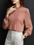 Women's Elegant Stand Collar Polka Dot Breathable Chiffon Shirt