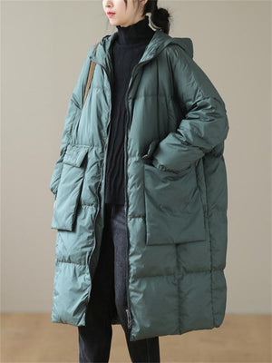 Loose Fit Solid Color Puffer Coats for Women