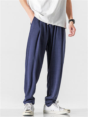 Men's Comfortable Linen Regular Fit Straight-Leg Trousers