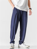 Men's Comfort Elastic Waist Regular Fit Linen Pants