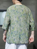 Chinese Style Men's Loose Ice Silk Printed Shirts