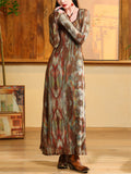 2-Pieces Vintage Trendy Square Collar Tie-Dye Dress for Women