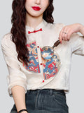 Female Asymmetric Semicircle Loong Embroidered Jacquard Shirts