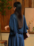 Ethnic Floral Embroidery Female Half Sleeve Denim Jacket
