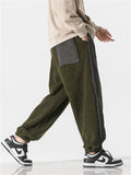 Men's Oversized Contrasting Color Ankle-tied Lamb Wool Pants