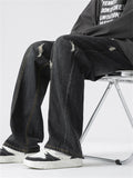 Men's Retro Ripped Washed Effect Straight-Leg Jeans