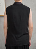 Men's Buddhism Plain Linen Summer Sleeveless Shirt