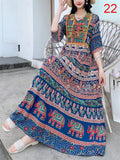 Women's Ethnic Style Abstract Print Half Sleeve V Neck Dress