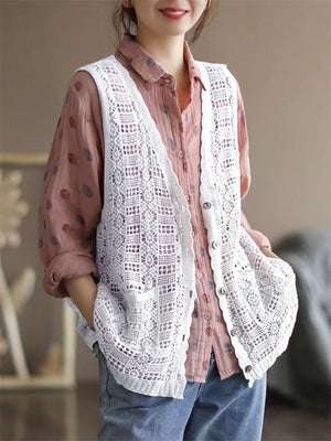 Women's Ultra-lightweight Hollow Out Knitted Vest Shirt