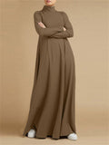 Women's Loose Fit Pure Color Gown Dress