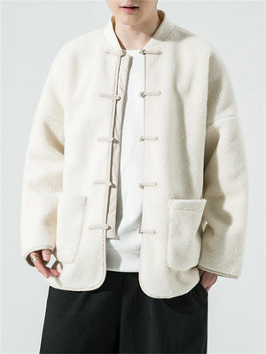 Trendy Solid Cozy Faux Lamb Wool Coats for Men