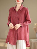 Women's Irregular Turndown Collar Button Up  Shirts