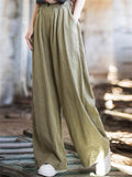 Ladies Wide Leg Button Decor Floor Length Trouser