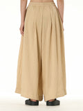 Female Loose-fitting Solid Color Elastic Waist Pants