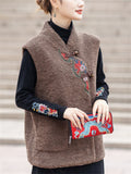 Women's Elegant Flower Embroidery Fluffy Sleeveless Jacket