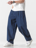 Men's Daily Wear Straight Leg Cotton Linen Plain Pants