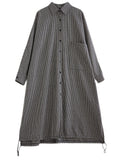 Retro Black White Plaid Lapel Single-Breasted Shirt Dress for Women