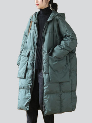 Loose Fit Solid Color Puffer Coats for Women