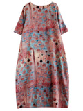 Summer Polka Dot Printed Crew Neck Dress for Women