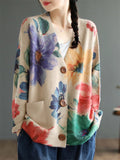 New Vintage Printed Women's Autumn Knitted Floral Jackets