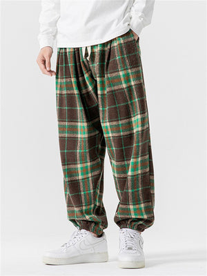 Fashion Hongkong Style Plaid Warm Woolen Pants for Winter