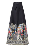 Women's Ancient Chinese Palace Print Horse-face Skirts