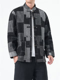 Streetwear Vintage Plaid Denim Jacket for Male