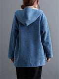 Women's Winter Keep Warm Plush Lining Corduroy Hooded Coat