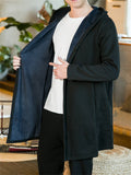 Men's Hooded Mid Length Plush Liner Buttonless Coat