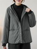 Women's Solid Color All Match Hooded Short Cotton Coat