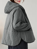 Women's Solid Color All Match Hooded Short Cotton Coat
