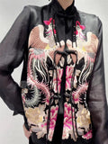 Women's Retro Stand Collar Tassel Button Phoenix Embroidery Vest